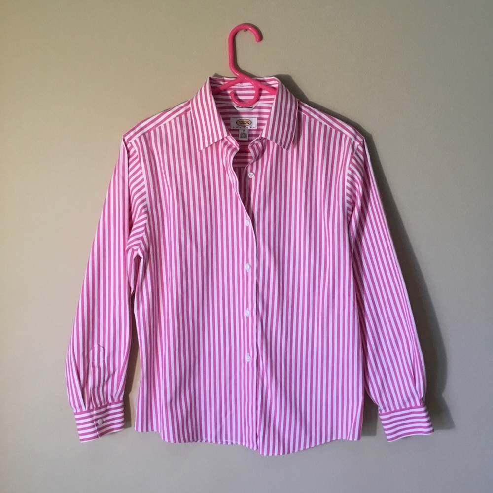 EUC Talbots pink/white striped shirt 12P